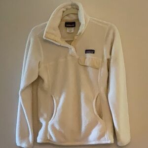 Women’s Patagonia Re-Tool Snap T-fleece Pullover XS White Cream Polartec